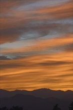 USA, Colorado, Denver, Sky over Front Range at dusk