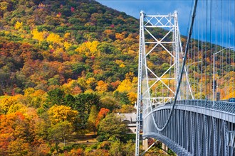 USA, New York, Bear Mountain with colorful autumn trees