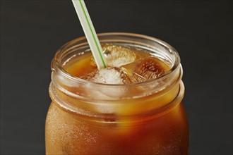 Ice coffee in jar