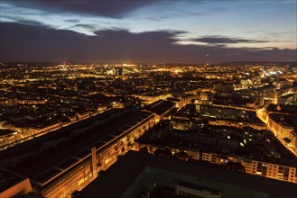 Switzerland, Basel, Basel-Stadt, Cityscape at dusk