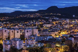 France, Auvergne-Rhone-Alpes, Clermont-Ferrand, Cityscape at dusk