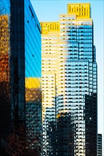 USA, New York State, New York City, Downtown skyscrapers at sunrise
