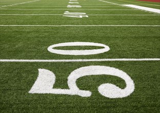 Football field marking of 50 yard line