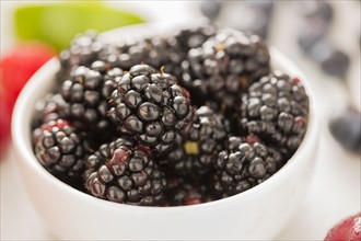 Close-up of blackberries in bowl
