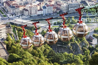 France, Auvergne-Rhone-Alpes, Grenoble, Grenoble-Bastille cable car