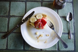Fresh strawberry and banana pancakes