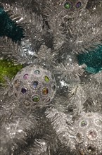 Detail of Christmas tree with decorations