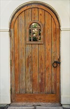 Building exterior with wooden door