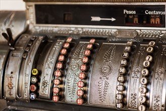 Close up of vintage cash register