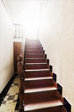 Wooden staircase in light