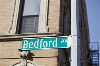 USA, New York, New York City, Brooklyn, Bedford Avenue sign