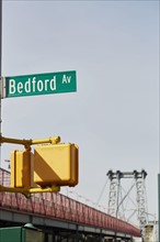 USA, New York, New York City, Brooklyn, Williamsburg, Bedford Avenue sign