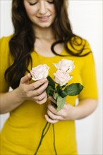 Woman holding roses