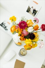 Bouquet on desk in office