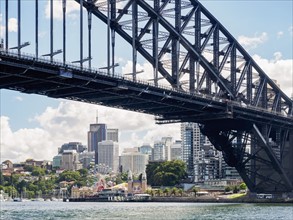 Australia, New South Wales, Sydney, Bridge and skyline in background
