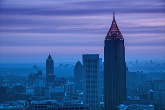 USA, Georgia, Atlanta, Cityscape with skyscrapers at dawn
