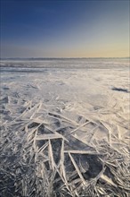 Ukraine, Dnepropetrovsk region, Dnepropetrovsk city, Ice patterns on frozen river