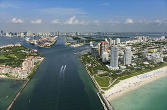 USA, Florida, Miami, Aerial view of city and canals