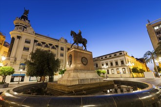 Spain, Andalusia, Cordoba, Tendillas Square, Low angle view of equestrian statue