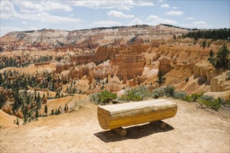 USA, Utah, Empty bench in Bryce Canyon National Park