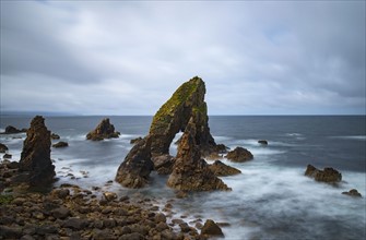 Ireland, County Donegal, Crophy Head rock formations in sea