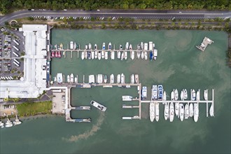 Australia, Queensland, Aerial view of harbor