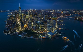 USA, New York, New York City, City lights at night