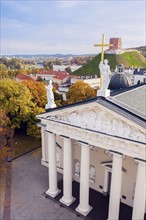 Lithuania, Vilnius, Vilnius cathedral and cityscape in background