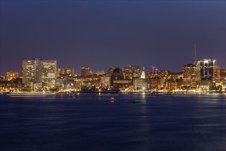 Canada, Nova Scotia, Halifax, City seen over water