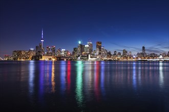 Canada, Ontario, Toronto, City reflecting in water