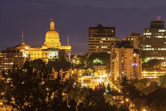 Canada, Alberta, Edmonton, Cityscape at night