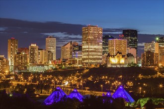 Canada, Alberta, Edmonton, Cityscape at dusk