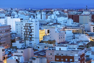 Spain, Andalusia, Almeria, Residential district at dusk