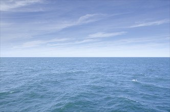 Blue seascape with horizon over Atlantic Ocean