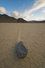 USA, California, Death Valley National Park, Race track Playa, Stones moving on desert