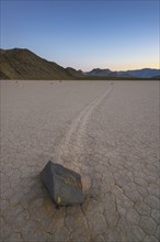 USA, California, Death Valley National Park, Race track Playa, Stones moving on desert