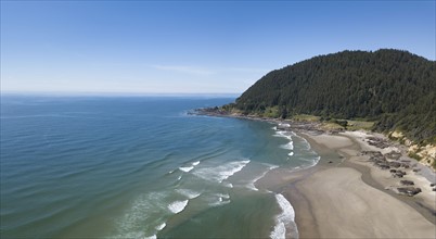 USA, Oregon, Headland, Aerial view of beach