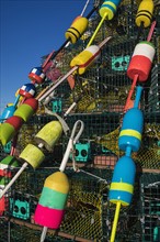 USA, Massachusetts, Plymouth, Colorful buoys