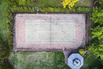 Tennis court viewed from above