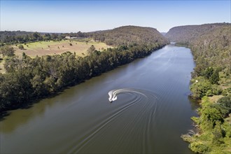 Australia, Sydney, Motorboat at Nepean river