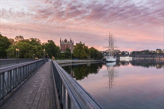 Bridge by Admiralty House at sunset in Stockholm, Sweden