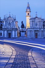 Santa Cristina and San Carlo churches at Piazza San Carlo in Turin, Italy