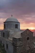 Church at sunrise in Monemvasia, Greece