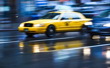 Long exposure of taxi in New York City, USA