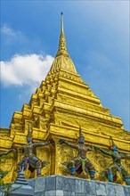 Statues on Wat Phra Kaew in Bangkok, Thailand