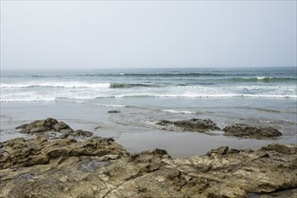 Rocks on beach in Morro Bay, California, USA