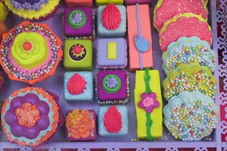 Brightly colored cakes