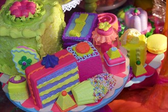 Brightly colored cakes