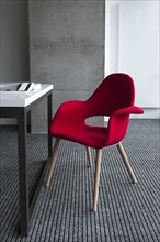 Red chair by desk