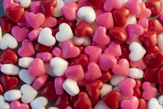 Pile of heart shaped candy